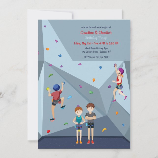 Rock Climbing Party Invitation (Front)