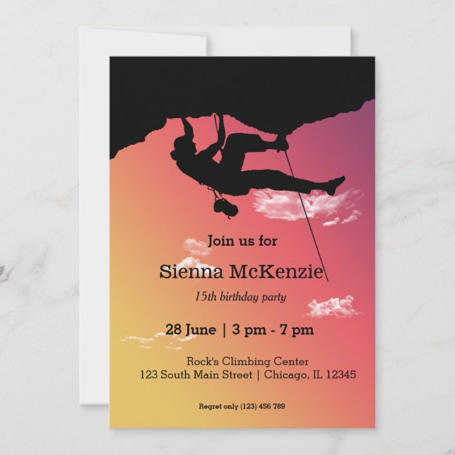Rock Climbing Party Invitation (Front)
