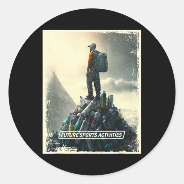 Rock Climbing Post Apocalyptic Environmental Pollu Classic Round Sticker (Front)