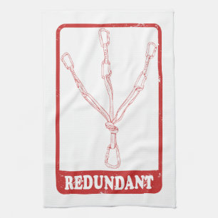 Rock climbing redundant belay station tea towel