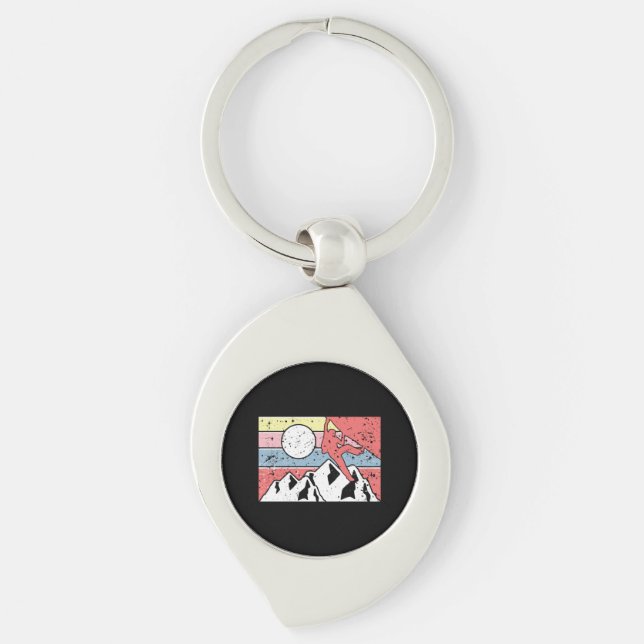 Rock Climbing Retro Vintage Key Ring (Front)