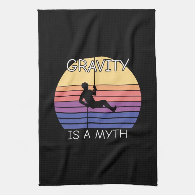 Rock Climbing Retro Vintage Tea Towel (Vertical)