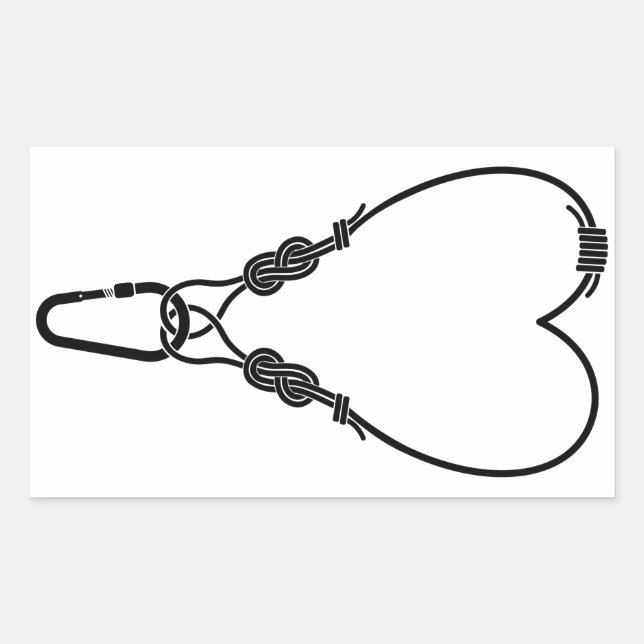Rock climbing rope  Climbing love heart Rectangular Sticker (Front)