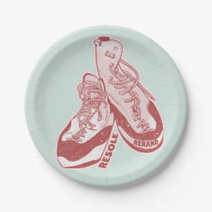 Rock climbing shoes resole paper plate