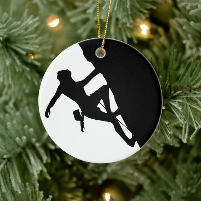 Rock Climbing Silhouette Ceramic Tree Decoration (Tree)