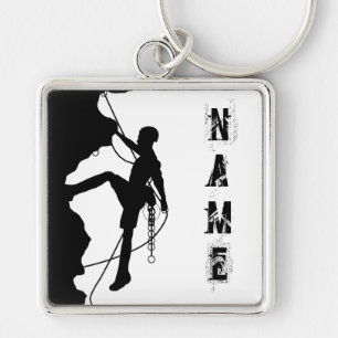 Rock Climbing Silhouette Large (2.00") Square Keyc Key Ring