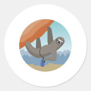 Rock Climbing Sloth Red Rocks Classic Round Sticker