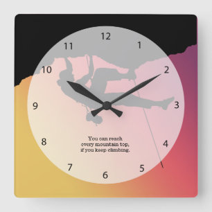 Rock Climbing Square Wall Clock