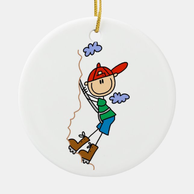Rock Climbing Stick Figure Ceramic Tree Decoration (Front)