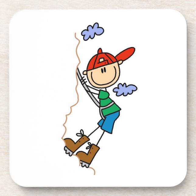 Rock Climbing Stick Figure Coaster (Front)