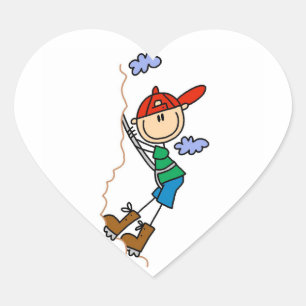 Rock Climbing Stick Figure Heart Sticker