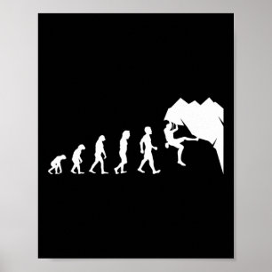 Rock Climbing T Shirt For Rock Climber Funny Evolu Poster