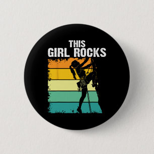 Rock Climbing, This Girl Rocks, Bouldering, Mounta 6 Cm Round Badge