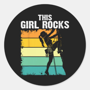 Rock Climbing, This Girl Rocks, Bouldering, Mounta Classic Round Sticker