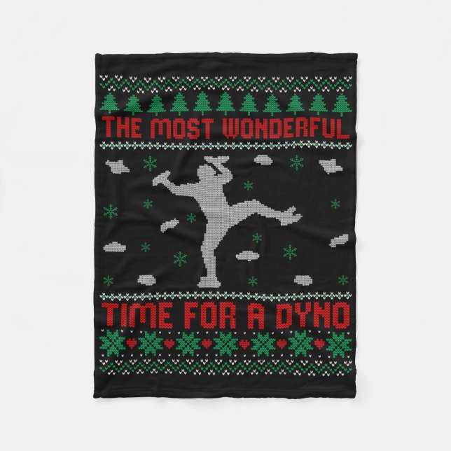Rock Climbing Ugly Christmas Sweater Funny Indoor  Fleece Blanket (Front)