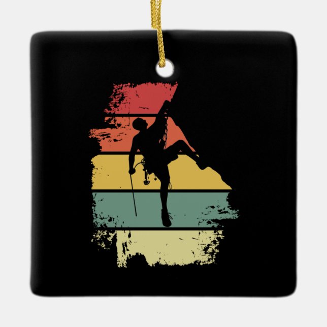 Rock Climbing Vintage Ceramic Ornament (Front)