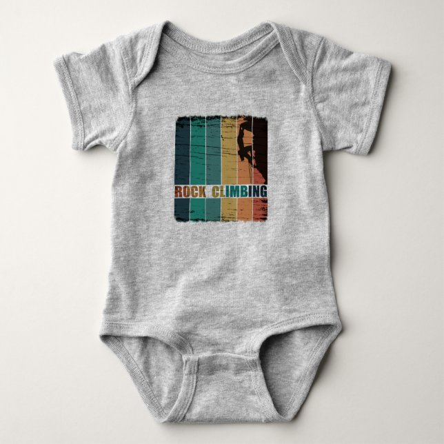 Rock climbing vintage climber baby bodysuit (Front)