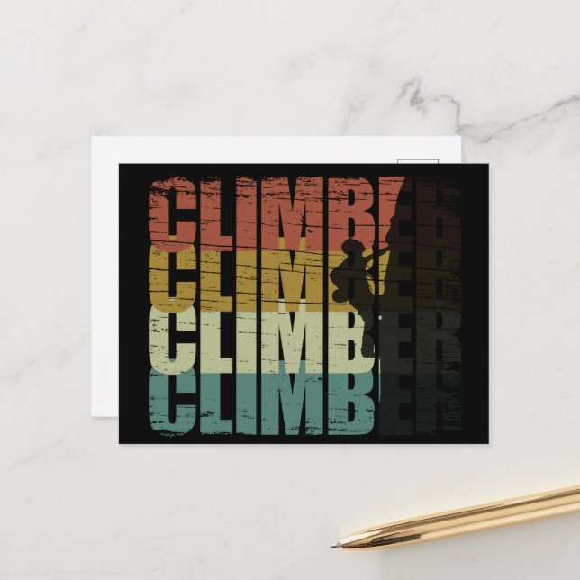Rock climbing vintage climber holiday postcard (Front/Back In Situ)