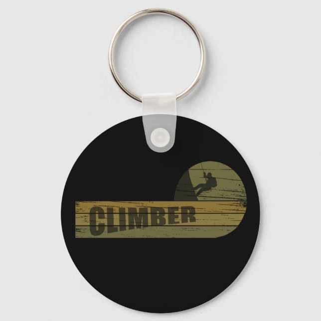 Rock climbing vintage climber key ring (Front)