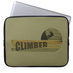 Rock climbing vintage climber laptop sleeve
