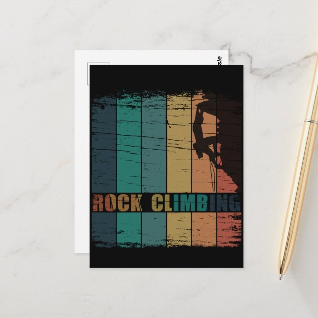 Rock climbing vintage climber postcard (Front/Back In Situ)