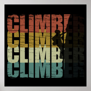 Rock climbing vintage climber poster