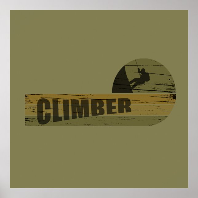 Rock climbing vintage climber poster (Front)