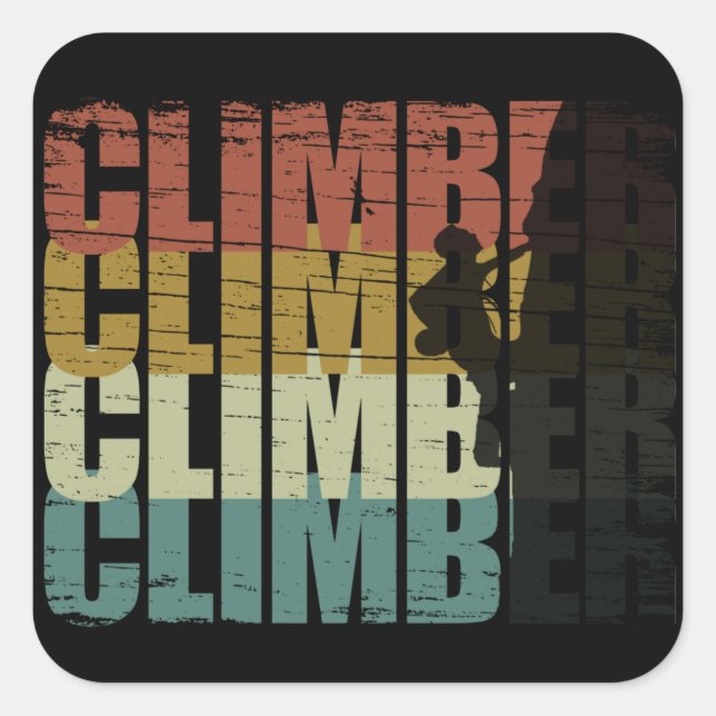 Rock climbing vintage climber square sticker (Front)