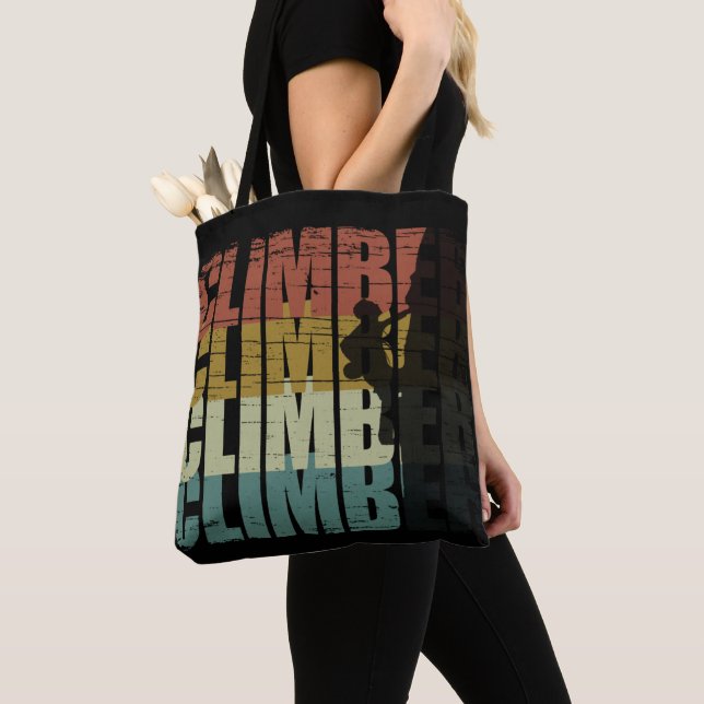 Rock climbing vintage climber tote bag (Close Up)