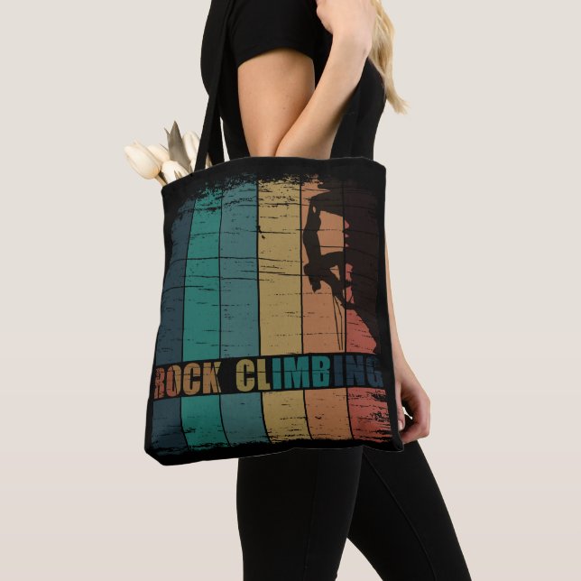 Rock climbing vintage climber tote bag (Close Up)
