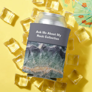 Rock Collector Humour Purple Green Polished Stone Can Cooler