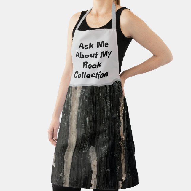 Rock Collector Humourous Black White Striped Stone Apron (Insitu)
