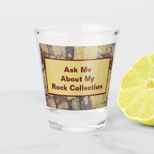 Rock Collector Humourous Yellow Red Marbled Stone Shot Glass