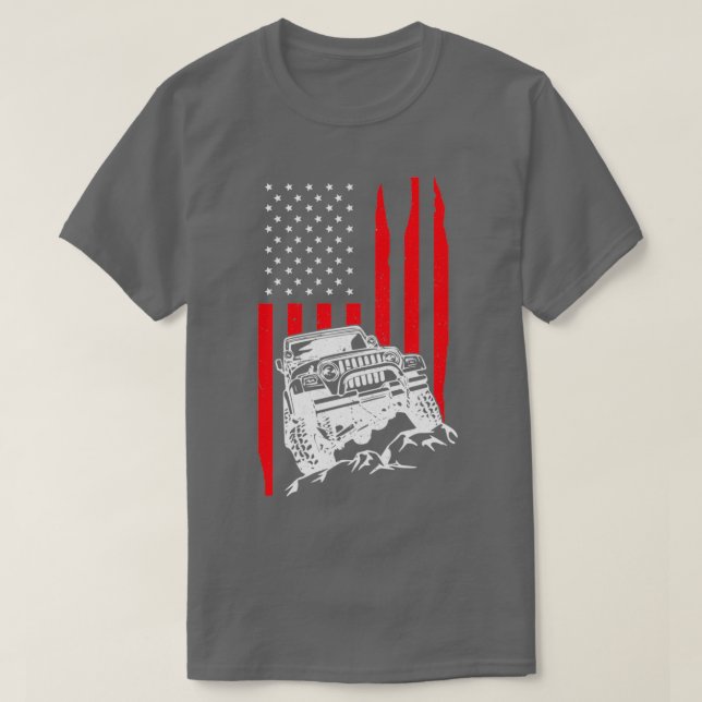 Rock Crawler American Flag Patriotic Monster Truck T-Shirt (Design Front)