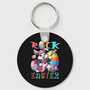 Rock Easter Costume Bunny Playing Guitar Guitarist Key Ring