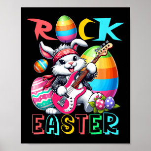 Rock Easter Costume Bunny Playing Guitar Guitarist Poster