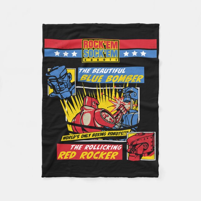 Rock em Sock em - Boxing Robots Comic Page  Fleece Blanket (Front)