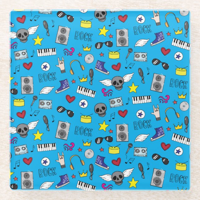 Rock Emo Music Teen Pattern Glass Coaster (Front)