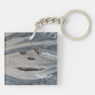 Rock Face Says Hello! Key Ring