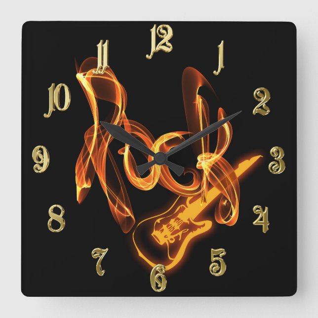 Rock fire sign square wall clock (Front)