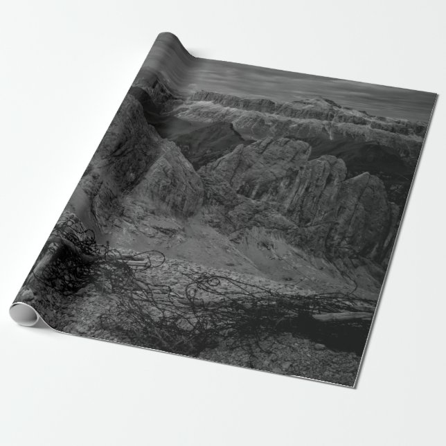 ROCK FORMATION IN GRAYSCALE PHOTO WRAPPING PAPER (Unrolled)