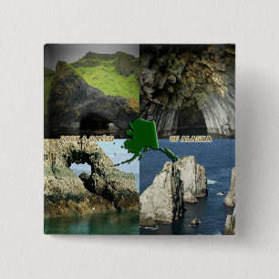 Rock Formations and Caves in Alaska Collage 15 Cm Square Badge