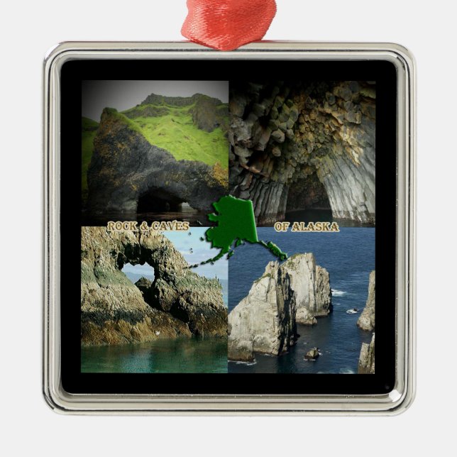 Rock Formations and Caves in Alaska Collage Metal Tree Decoration (Front)