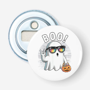 Rock Ghost Retro Halloween Pumpkin Funny Boo Bottle Opener