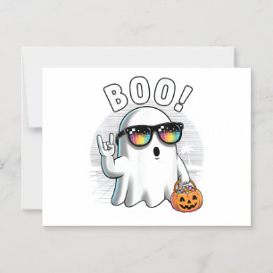 Rock Ghost Retro Halloween Pumpkin Funny Boo Magnetic Invitation