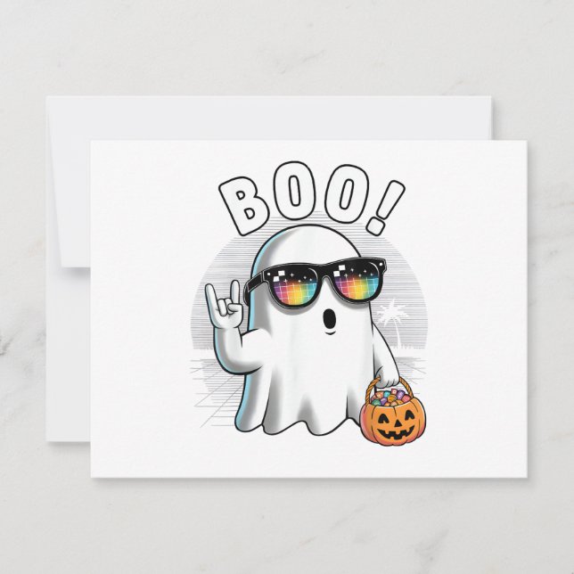 Rock Ghost Retro Halloween Pumpkin Funny Boo Save The Date (Front)