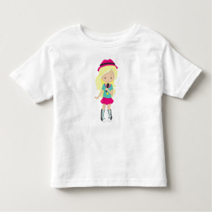Rock Girl, Blonde Hair, Band Singer, Microphone Toddler T-Shirt