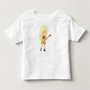 Rock Girl, Blonde Hair, Guitar Player, Band, Music Toddler T-Shirt