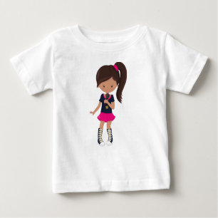 Rock Girl, Latina Girl, Microphone, Band Singer Baby T-Shirt