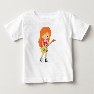 Rock Girl, Orange Hair, Guitar Player, Band, Music Baby T-Shirt